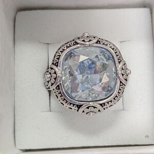 Gorgeous Antique Style Aquamarine in Sterling Silver Ring